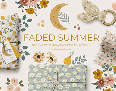 Faded Summer natural floral seamless pattern collection