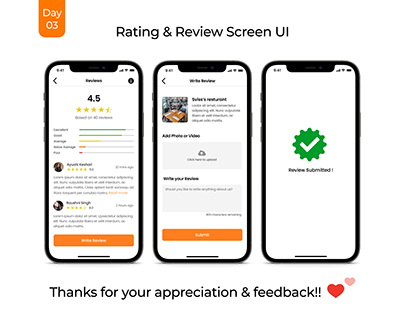 Rating and Review Screen UI