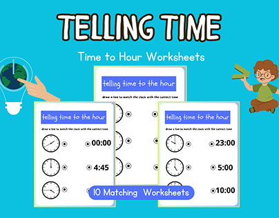 Telling Time to the Hour Matching Worksheets