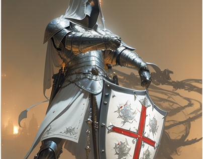 A painted knight’s templar fighting for freedom