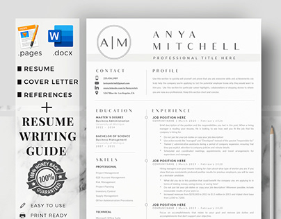 Simple Resume With Cover Letter for Word & Pages