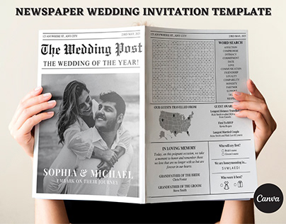 Newspaper Wedding Program Invitation