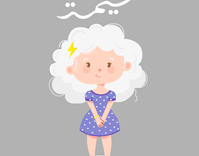 character design illustration for curly hair girl