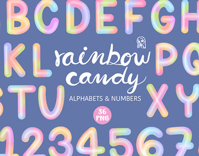 Rainbow  Candy Alphabets & Numbers Clipart