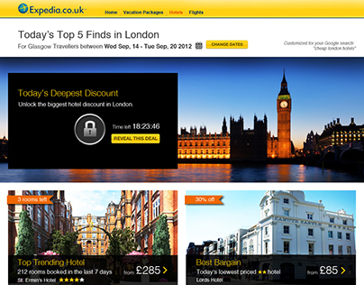 Expedia Hotel Deals Landing Page