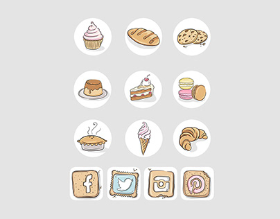 Recipe Icons for The Kate Tin website