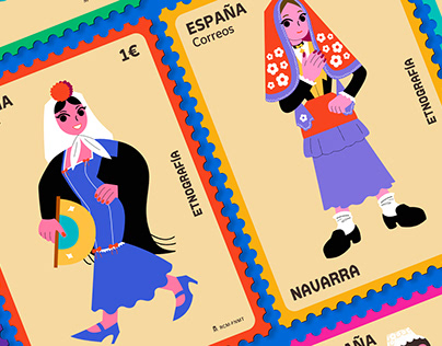Spanish traditional clothing stamps