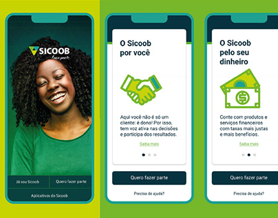 App Sicoob - Onboarding, lojas e ícones
