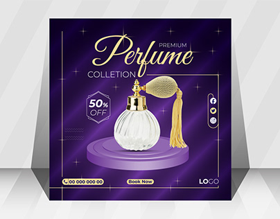 Luxury social media post design concept for perfume.