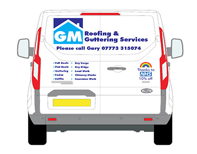 GM Roofing & Guttering Services Van Decals
