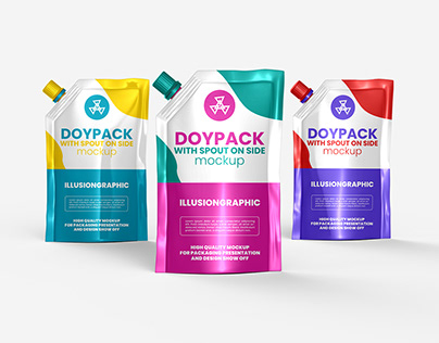 Doypack Pouch with Spout on Side Mockup - 12 views