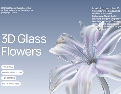 3D Glass Flower Elements