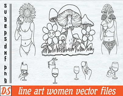 line art women vector files