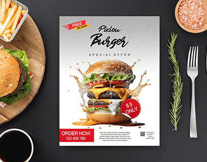 Fast Food Burger social media banner post template