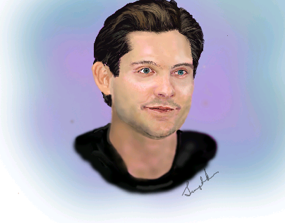 Digital painting of Tobey Maguire