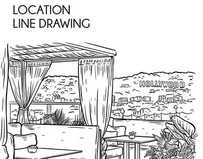Line drawing location. Sketch location illustration