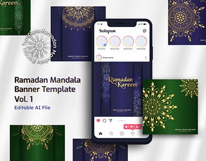 Ramadan Kareem Mandala Design Template Banner