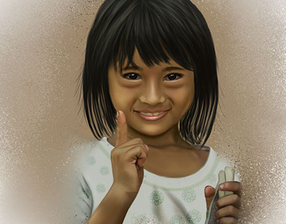 Niña Camboyana, Pintura Digital