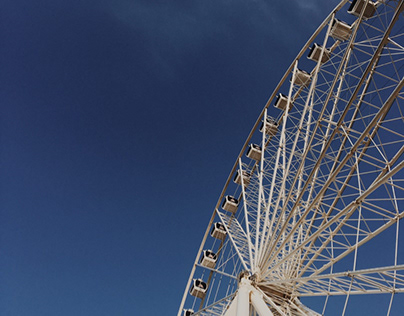 Ferris wheel, sky, simple, blue, photography