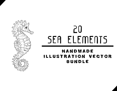 Free - Sea Elements Handmade Illustration Vector Bundle