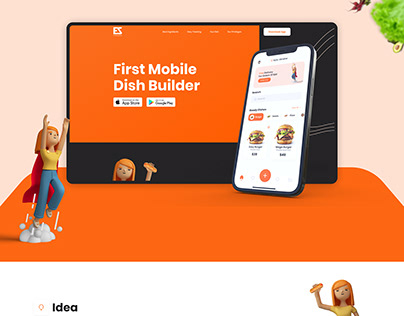 Dish builder | Landing page and mobile app