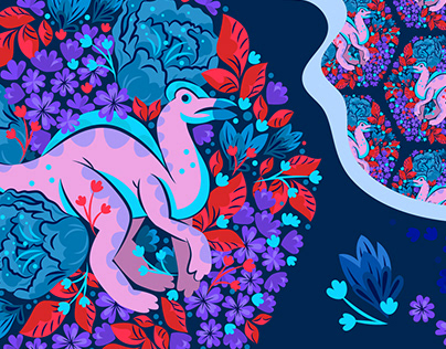 Project thumbnail - Floral Dinosaur Pattern