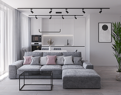Apartment design interior minimalism visualization