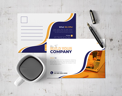 Modern presentation postcard with company logo.
