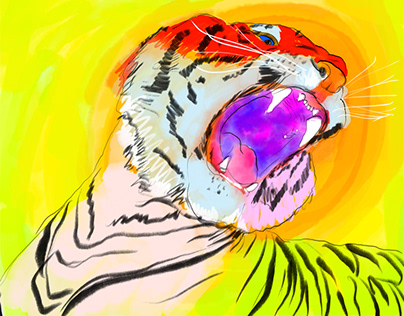 Tiger growl - Sketch for a painting