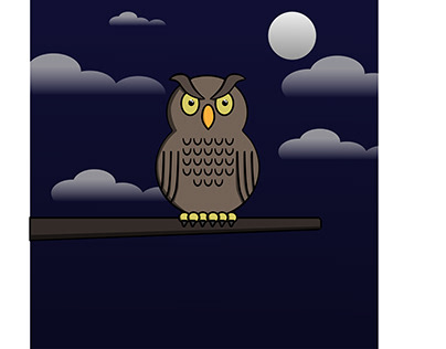 Owl in the Bright Night Illustration