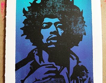 Jimi Hendrix Linocut Block Print