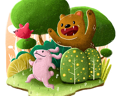 Illustrazione digitale per bambini: Animali del bosco