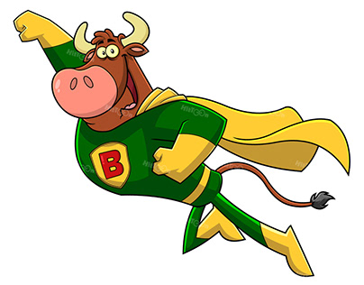 Bull Super Hero Flying To The Rescue