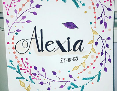 ALEXIA lettering w/watercolor