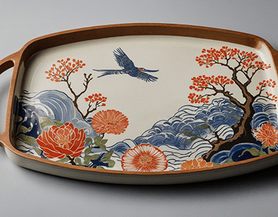 tray with handles design with flower