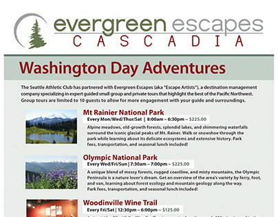 S.A.C. partnership with Evergreen Escapes.