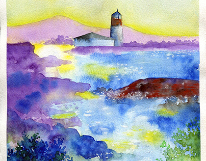 Lighthouse 3: watercolour on cotton paper