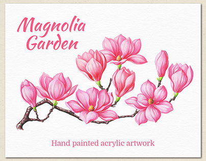 Magnolia Garden. Hand painted acrylic artwork