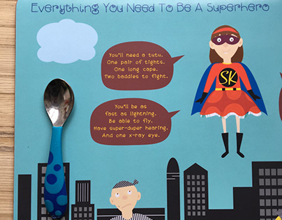 Superhero Placemats - kids reading tool project