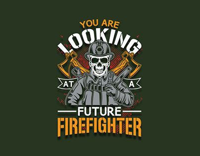 firefighter skull helmet t-shirt design.