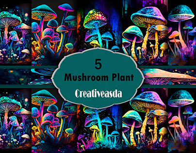 Mushroom Plant Paper Art illustrations