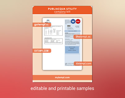 Publiacqua utility business bill, Word and PDF template