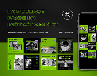 Green Hypebeast Fashion Instagram Pack by Graphicook