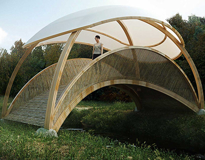 Bridge made of bamboo – visualization and design
