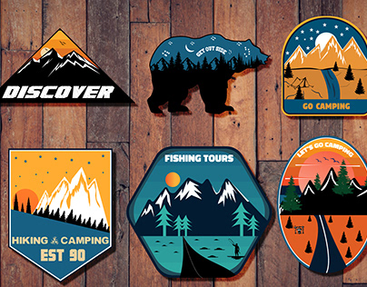 Vintage Outdoor Summer Camp Logo Patches