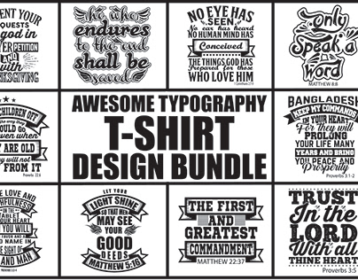awesome typography t-shirt design bundle