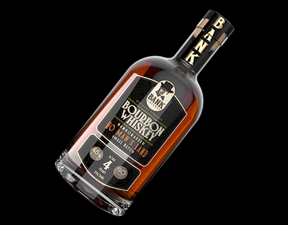 Bourbon Whiskey 3D Bottle Mockup