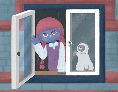 창문에서 인사하는 좀비소녀 Zombie girl greeting from the window