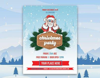 DJ Santa Christmas Party Flyer