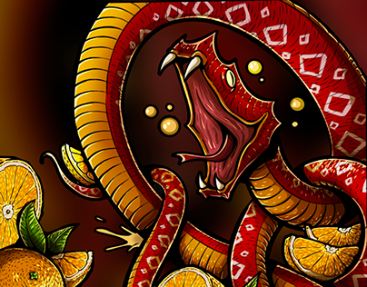 Snake and oranges | Illustration